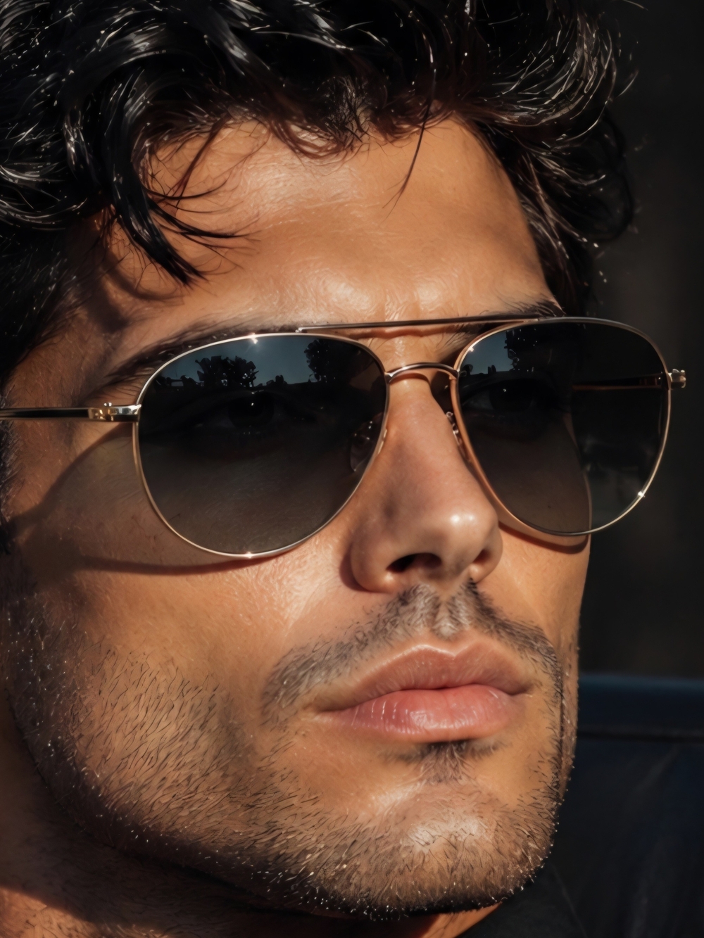 Oscar de la Renta Gold Aviator Sunglasses with Dark Gradient Lenses